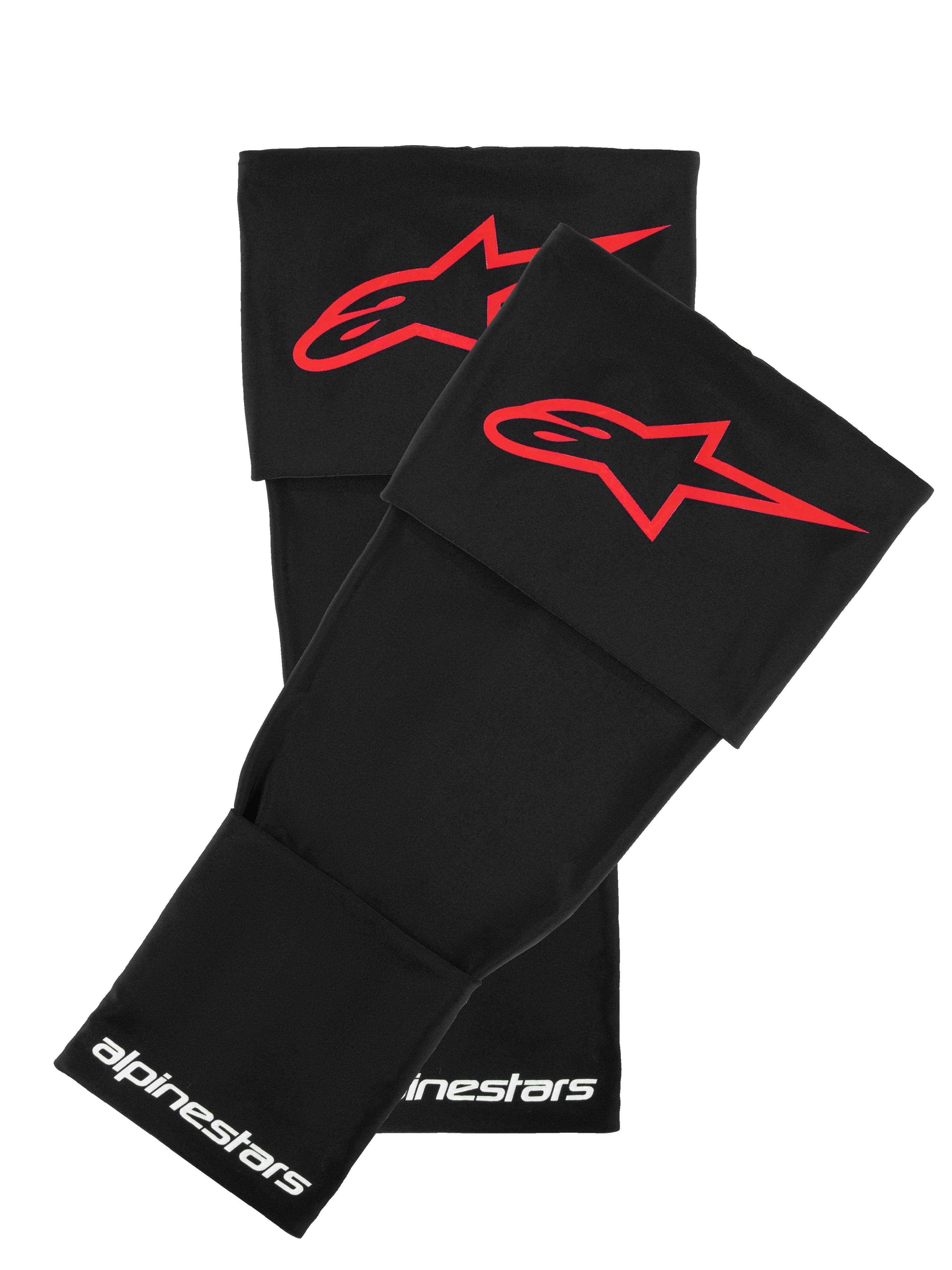Alpinestars RK-S Knee Brace Sleeve, funda para rodillera, negro con logo de estrella rojo, accesorio de protección para moto, marca Alpinestars en blanco