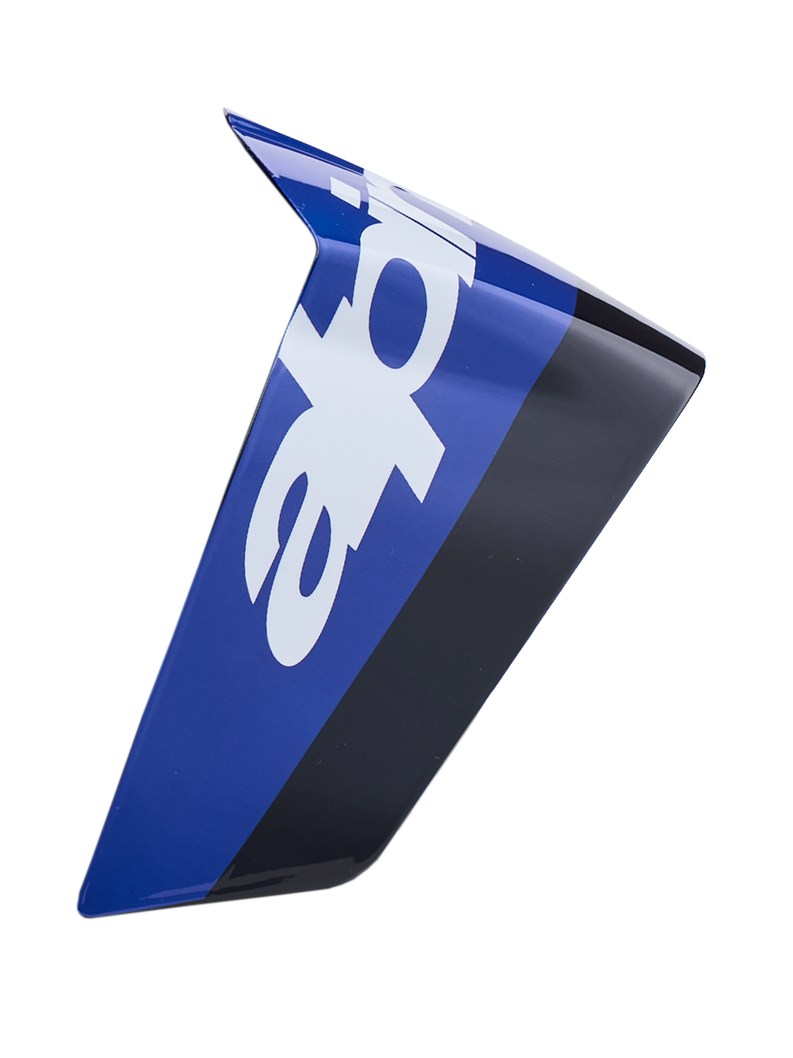 Alpinestars Supertech R10 Arius Race Spoiler, accesorio aerodinámico para casco de motocicleta, azul y negro con logotipo blanco, acabado brillante, diseño angular afilado