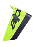 Alpinestars Supertech R10 Arius Race Spoiler, motorcycle helmet aerodynamic spoiler, neon yellow and black, glossy finish with bold black branding, replacement part for racing helmets