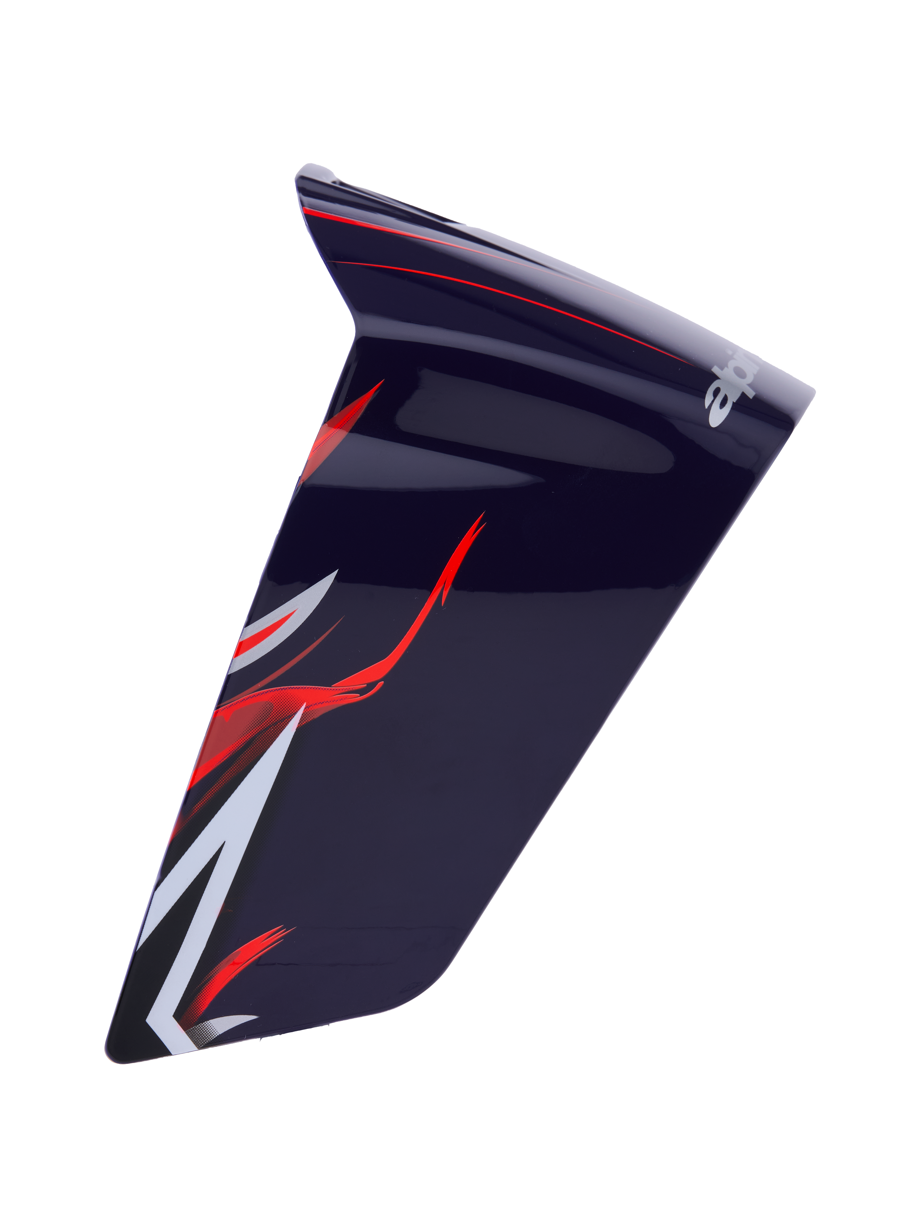 Alpinestars Supertech R10 Flyte Race Spoiler, motorcycle helmet aerodynamic accessory, Purple Red Glossy with red and white graphics, glossy finish, sleek curved design