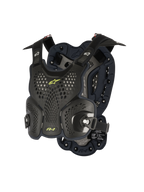 Alpinestars A-1 Roost Guard, peto protector para motocross, negro antracita con detalles en amarillo neón, placas rígidas con diseño de panal perforado, acolchado de espuma bio-foam, correas ajustables, protección corporal ligera para off-road