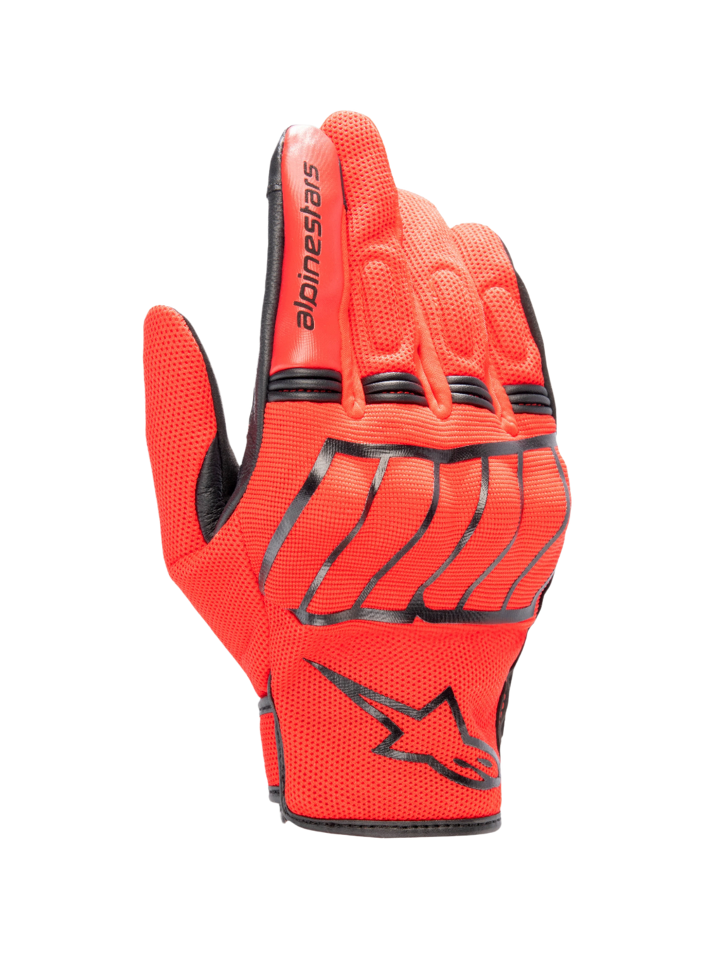 Alpinestars MM 93 Losail V2 Glove, guantes de moto urbanos, rojo brillante y negro, construcción de malla transpirable con protección rígida en los nudillos, logotipo de Alpinestars negro en la muñeca, puño corto, detalles acolchados en los dedos