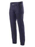 Alpinestars Copper V2 Denim Pants Largo Corto, pantalones vaqueros para moto, azul marino, diseño clásico de pierna recta, cierre de botón y cremallera, bolsillos frontales con bolsillo para monedas, trabillas para cinturón y confección en denim resistente