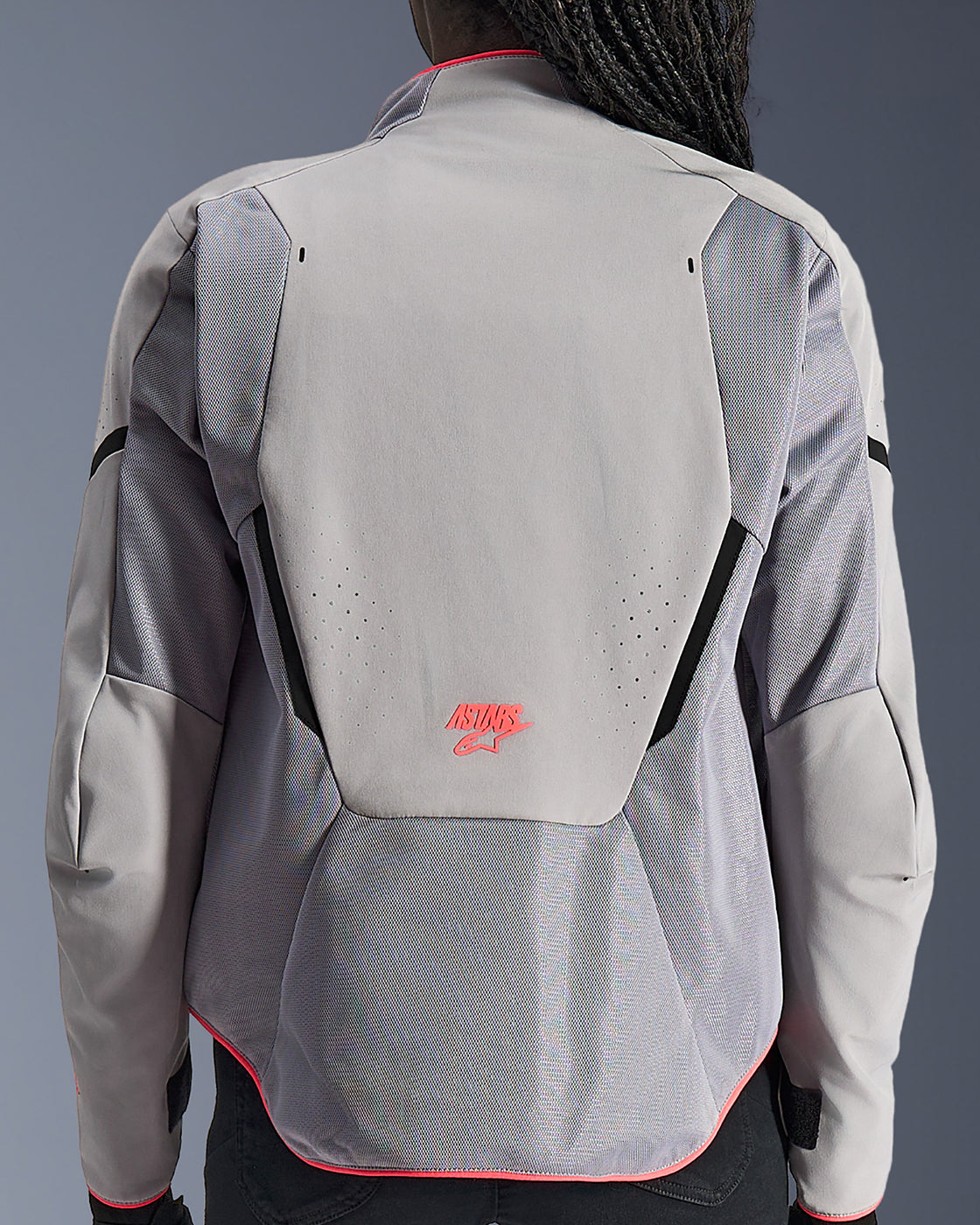 Alpinestars Stella Aeroshell Airflow Jacket, women's sport riding, gray, perforated softshell with breathable mesh panels.