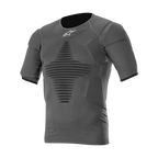 Alpinestars Capa Base Superior Roost, camiseta interior técnica de mangas cortas para motocross y off-road, hombre, color negro antracita, con zonas acolchadas de protección y tejido de punto transpirable