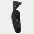Alpinestars Youth Bionic Plus Elbow Protector, Black, inner view showcasing breathable 3D mesh lining and dual hook-and-loop strap closure, lightweight ergonomic design for youth motocross protection