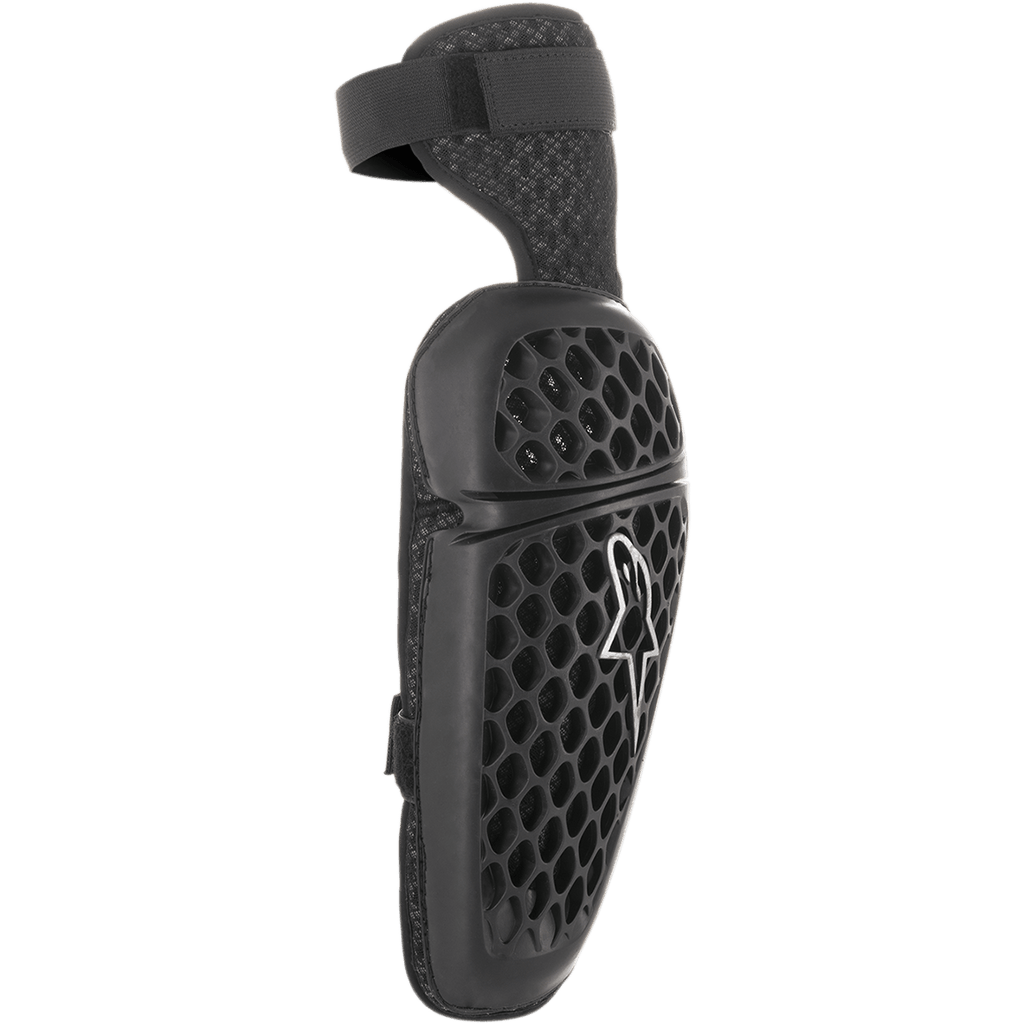 Alpinestars Youth Bionic Plus Elbow Protector, negro, carcasa exterior con patrón de panal y logotipo Astar blanco, sistema de cierre de doble correa, protección ergonómica de motocross y off-road para jóvenes