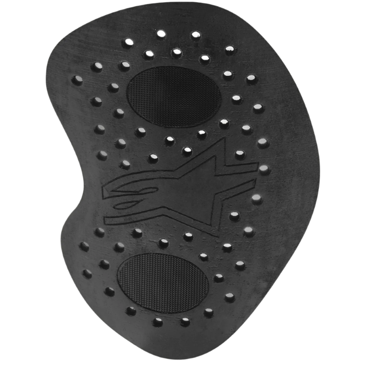 Alpinestars Nucleon KR-H Hip Protector, protector de cadera negro para motocicleta, diseño de espuma perforada con logo de estrella grabado, forma ergonómica para protección contra impactos y ventilación
